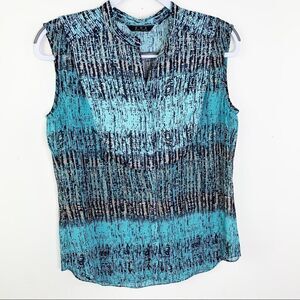ZOA‎ New York Sleeveless Aqua Print Blouse Sz S